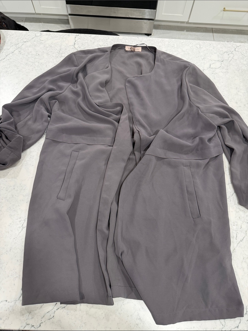 Philosophy Lightweight Open-Front Robe Cardigan in Slate Gray